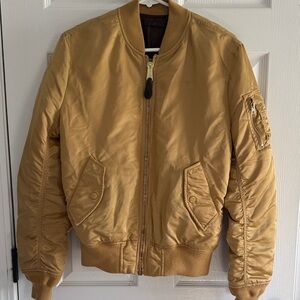 Alpha Industries MA-1 Gold Satin Military Bomber Jacket RARE